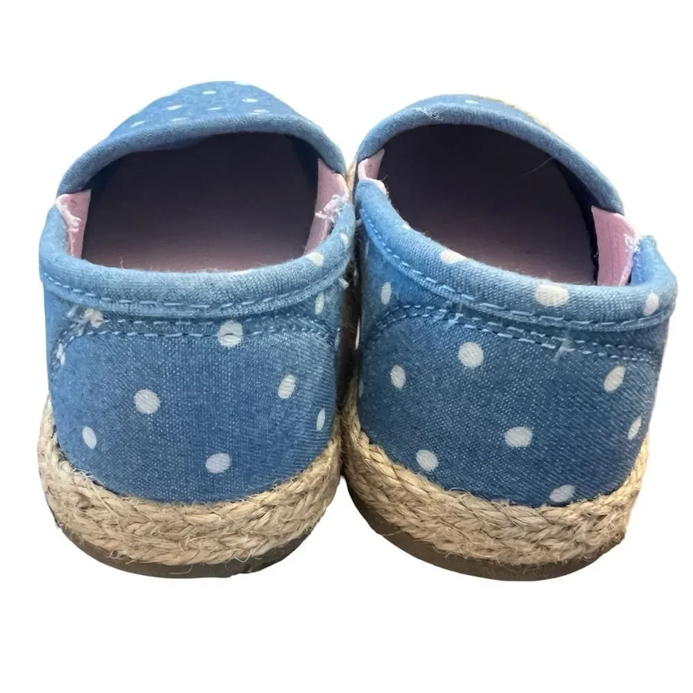 Carter’s Toddler Girl Canvas Flats Shoes Size 7 Blue & White Polka Dot